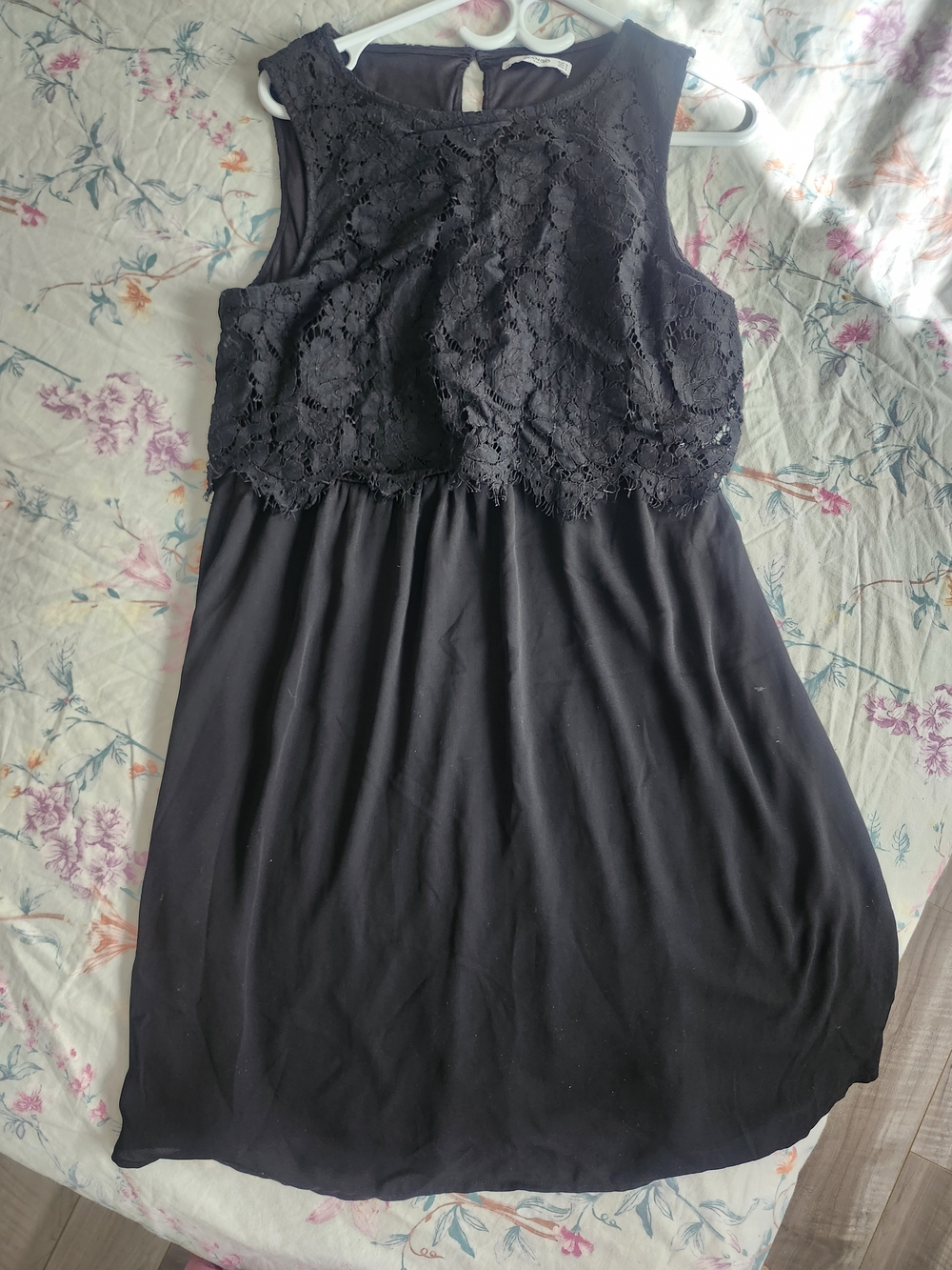 Mango Black Lace Bodice Sleeveless Dress